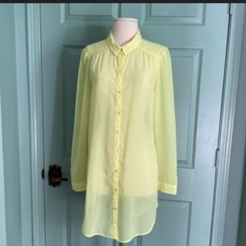 Women's Frenci Sheer Yellow Blouse Size M